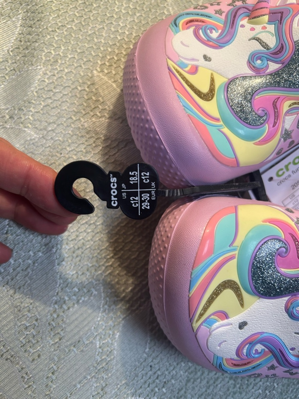 CROCS Kids Lavender Unicorn Clogs with Mint Strap - Picture 6 of 8